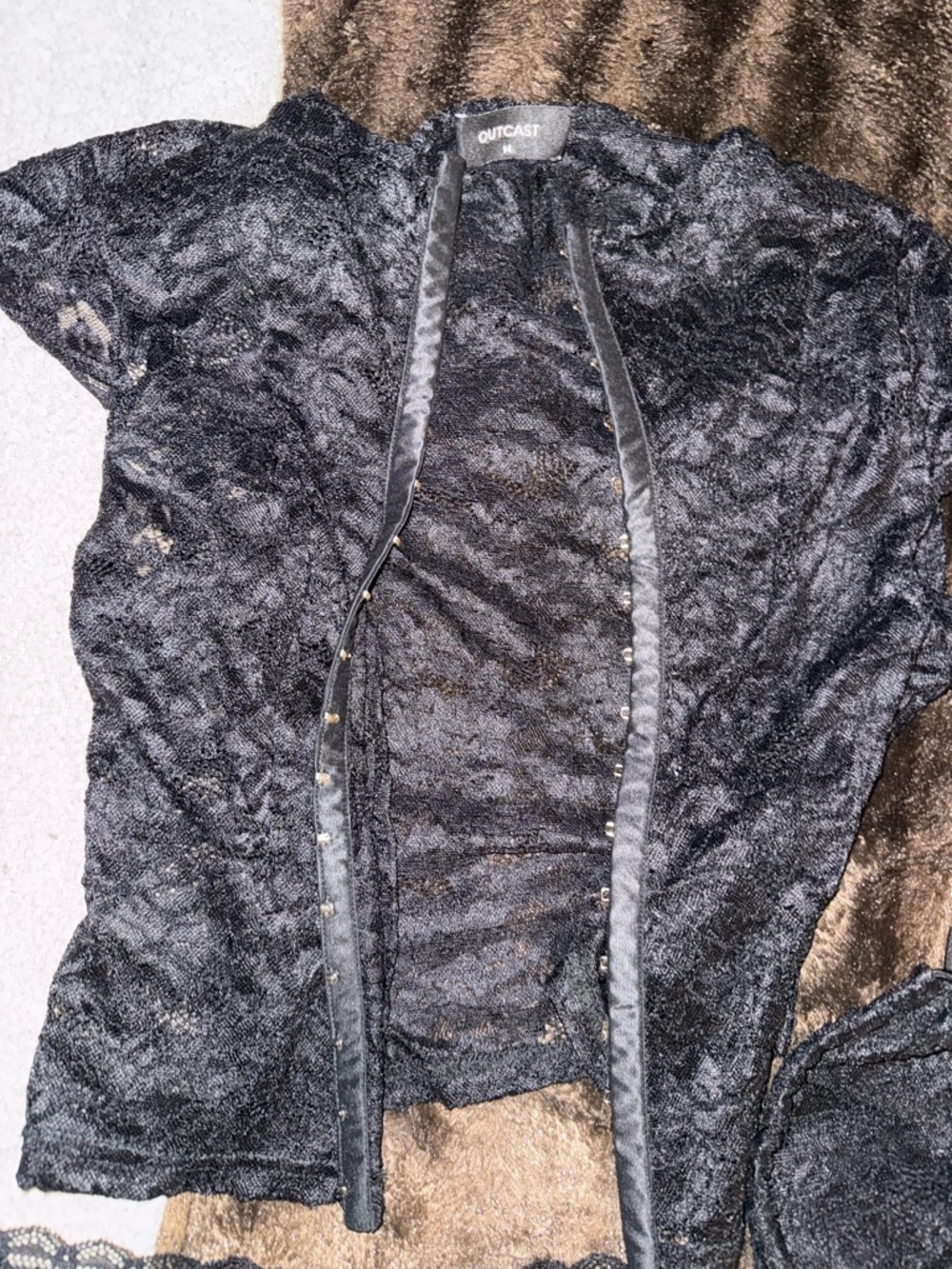 Outcast Black Lace Open Cardigan